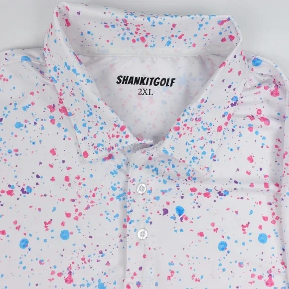 Shank It Golf Polo Men's 2XL XXL Paint Splatter Performance Stretch - Picture 5 of 16